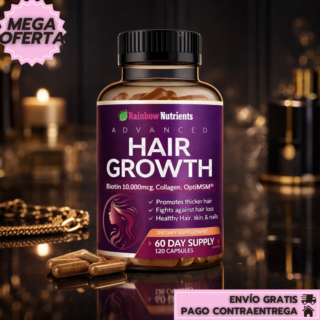HairGrowth: Suplemento que fortalece cabello, piel y uñas desde el interior.